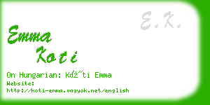 emma koti business card